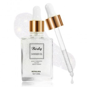 MEPHILIMIA Body Glitter Oil - Huile à paillettes pour le corps - Enlumineur liquide - Brillance - Brillance - Brillance - Maq