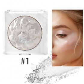 KARLOR Baked Highlighter Poudre de surligneur pressée avec brillance nacrée 3D, visage, paillettes blanches, structure floral
