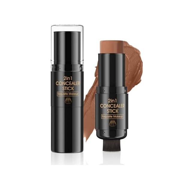 2 In1 Crème Bronzante Stick Avec Pinceau,Contour Stick Maquillage,Visage Eclaircit Crayon Ombres,pour Joues Yeux Lèvres Types