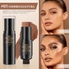 2 In1 Crème Bronzante Stick Avec Pinceau,Contour Stick Maquillage,Visage Eclaircit Crayon Ombres,pour Joues Yeux Lèvres Types