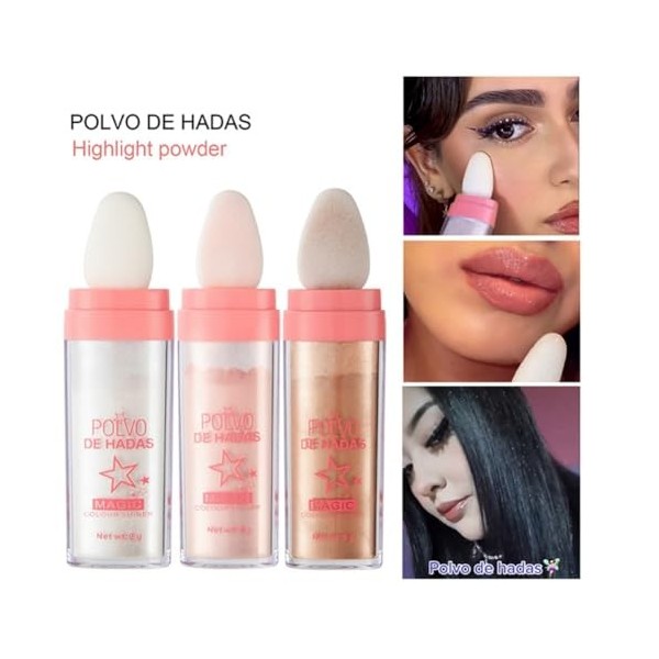 Autmor Poudre de Highlighter Maquillage, Stylo à Paillettes pour Visage & Corps, Glow Naturel, Longue Durée, Stick de Mise en