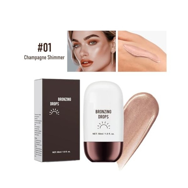 KARLOR Illuminateur liquide 50 ml - Bronzer Liquid Glow - Maquillage liquide - Brillance - Illuminateur pour le visage et le