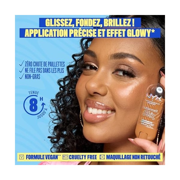 NYX Professional Makeup Buttermelt Highlighter Stix - Stick onctueux - Effet glowy - Texture ultra-fondante - Tenue 8H - Fini