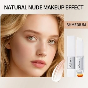 Bâton de fond de teint 2 en 1 à changement de couleur, stick anti-cernes léger et longue durée avec un pouvoir couvrant compl