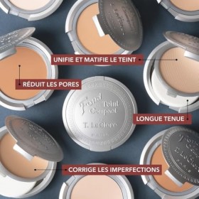 T.LeClerc Fond de Teint Compact Poudré - 02 Avoine, 8g - Longue Tenue - Formule 2 en 1 - Unifie et Matifie le teint - Fini Na