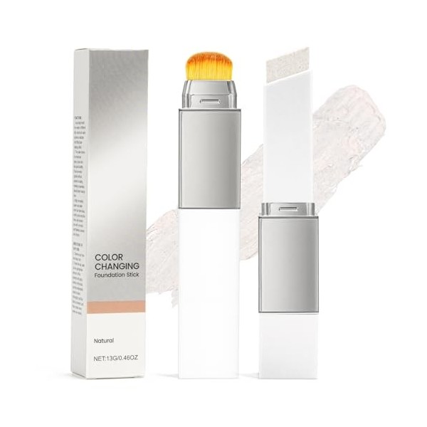 Fond de teint Color Changing Stick avec brosse, crème de recouvrement hydratante et légère avec pinceau, fond de teint change