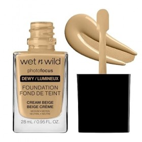 Wet n Wild Photo Focus Dewy Foundation, Fond de Teint Liquide Hydratant Peau Normale/Sèche, Sans Effet Flashback, Fini Lumine