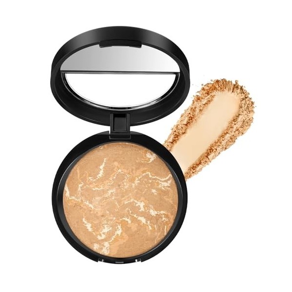 BUTBU Fond de Teint-Poudre Hybride, Fond de Teint Poudre Longue Tenue, fond de Teint En Poudre à Haute Couvrance, Tous Types 