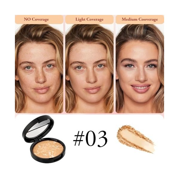 BUTBU Fond de Teint-Poudre Hybride, Fond de Teint Poudre Longue Tenue, fond de Teint En Poudre à Haute Couvrance, Tous Types 