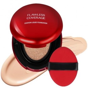 LOPHE Coussin Compact Fond de Teint,Air Cushion Teint Couvrant - Effet Naturel "Peau Nue"- 24 H Correcteur durable Maquillage