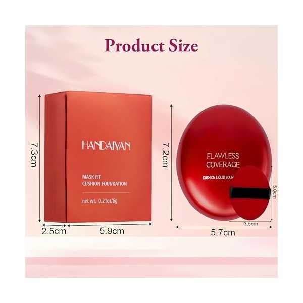 LOPHE Coussin Compact Fond de Teint,Air Cushion Teint Couvrant - Effet Naturel "Peau Nue"- 24 H Correcteur durable Maquillage