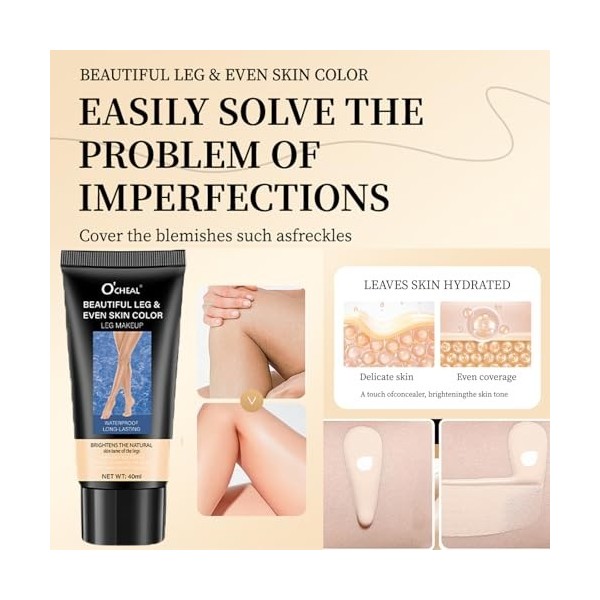 Base de Maquillage Jambe et Corps, Fond de Teint Anti-Cernes pour Jambe et Corps, Couverture de Tatouage et Couvre les Varice