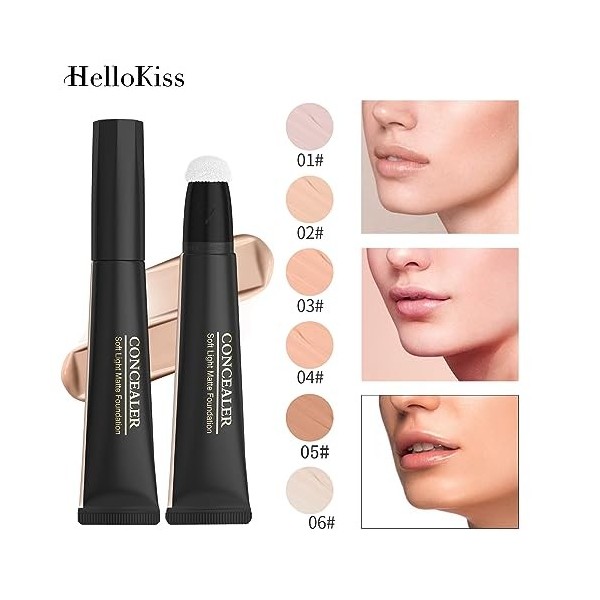 Fond de teint liquide mat délicat, correcteur de couverture complète, fond de teint, doux et imperméable, durable pour la pea