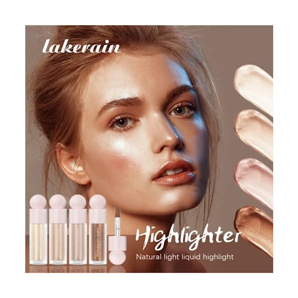 Beauty Searcher Highlighter Liquide Fini Éclat Argent Champagne Visage & Corps 01 Lune Light 