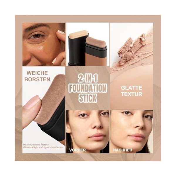 Fond de teint, correcteur de teint hydratant, avec pinceau intégré, finition mate, longue durée, convient à tous les types de