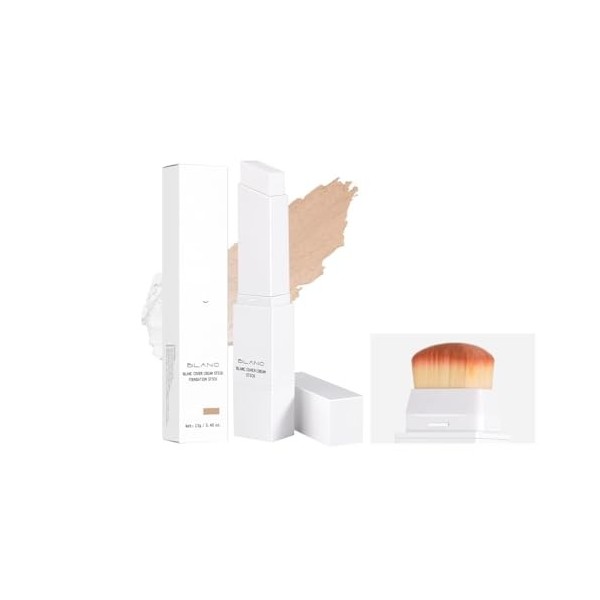Blanc Cover Cream Stick - Stick fond de teint 2 en 1 qui change de couleur, formule légère à couvrance totale pour une peau i