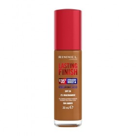 Rimmel London Lasting Finish 35 Hour, 504 Amber, fond de teint, longue tenue, hydratant, formule vegan, couvrance totale, 30 
