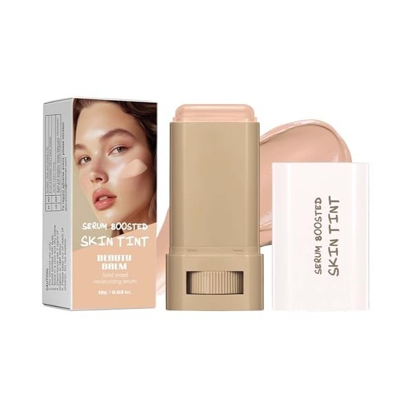 Bâton de fond de teint, sérum boosted Skin Tint Balm, fond de teint complet, fond de teint hydratant solide, léger et non gra