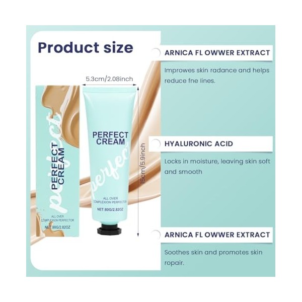 LOPHE Fond de Teint Corps Waterproof Anti-Sueur avec Couvrant Total - Creme All-Over Complexion Perfector - Maquillage Longue