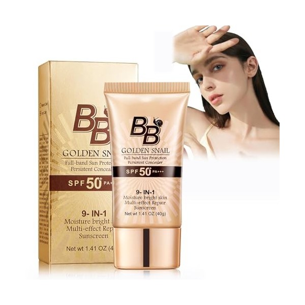 BB Crème Teint Naturel SPF 50+ avec Protection Solaire et Haute Couvrance – Fond de Teint Hydratant et Correcteur pour un Écl