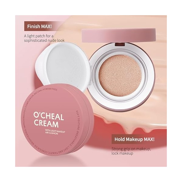 OCHEAL CC - Coussin crème pour fond de teint - Hydratant longue durée - BB crème pour le visage - 15 g - 02 naturel