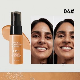 Fond de Teint Fluide Longue Tenue, Fondation Liquide Résistant à lEau et à la Transpiration – Inclut 5ml Gel Hydratant Préma