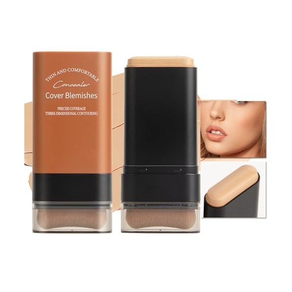 Stick De Maquillage Multi-usage Avec Pinceau, Fond De Teint Couvrant Naturel Longue Tenue, Pour Le Visage, Utilisation Quotid