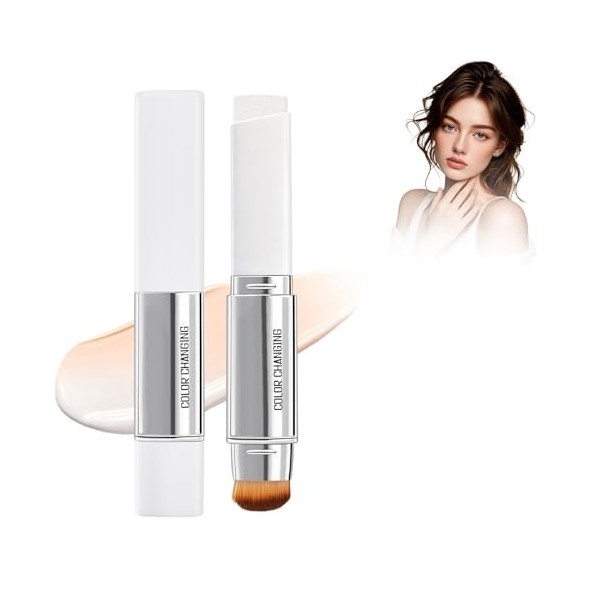 Bâton de fond de teint 2 en 1 à changement de couleur, stick anti-cernes léger et longue durée avec couvrance complète, fond 