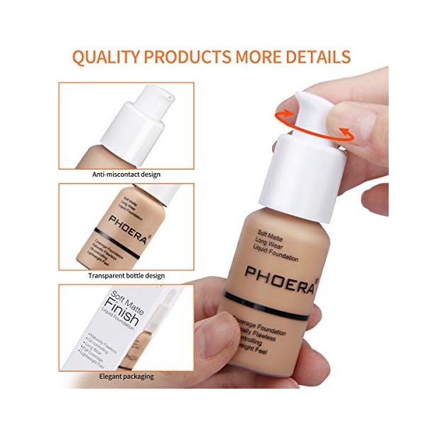 Fond de teint Full Coverage, correcteur de teint Full Coverage Flawless Cream lisse, durable, 30 ml, 24HR Matte Oil Control