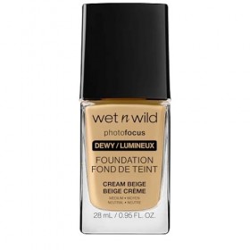 Wet n Wild Photo Focus Dewy Foundation, Fond de Teint Liquide Hydratant Peau Normale/Sèche, Sans Effet Flashback, Fini Lumine