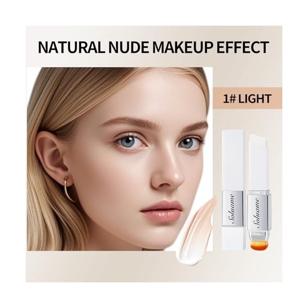 Bâton de fond de teint 2 en 1 à changement de couleur, stick anti-cernes léger et longue durée avec un pouvoir couvrant compl