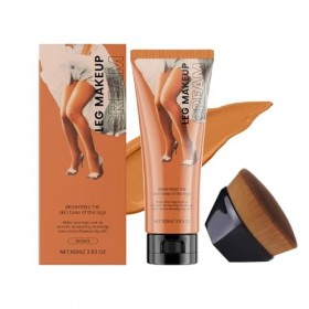 Crème de maquillage pour les jambes avec pinceau, couverture longue durée et teint naturel, formule légère pour des jambes ra