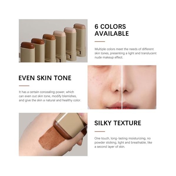 EONFAVE Bâton de fond de teint, sérum boosted Skin Tint Balm, fond de teint à couverture complète, hydratant solide, léger et