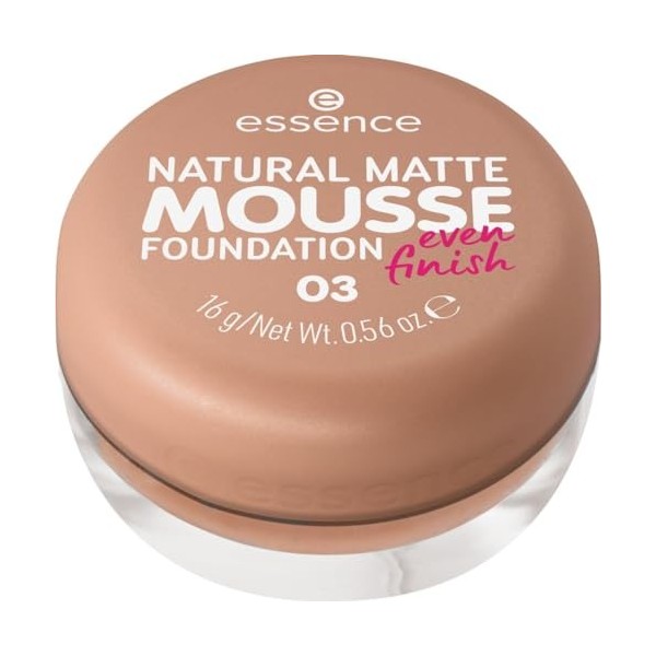 essence Fond de teint naturel mat, n° 03, nude, matifiant, couvrant, résultat express, mat, végétalien, sans huile, sans parf