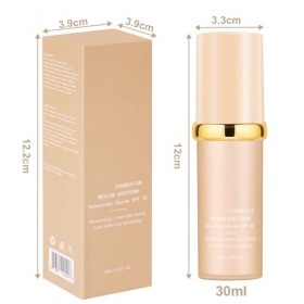AUYAO Fond de Teint Fluide, Fond de Teint Longue Tenue 24H, Foundation Hydratant SPF50, Foundation Haute Couvrance 4 en 1, Fi