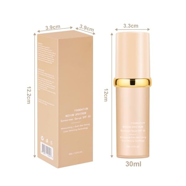 AUYAO Fond de Teint Fluide, Fond de Teint Longue Tenue 24H, Foundation Hydratant SPF50, Foundation Haute Couvrance 4 en 1, Fi