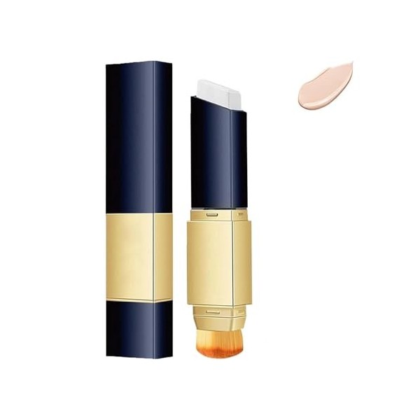 Bâton de Fond de Teint Blanc 2 En 1,Bâton Fondation,Teint Anti-Cernes Double Head avec Pinceau,Stick Fond Teint Hydratant Lég