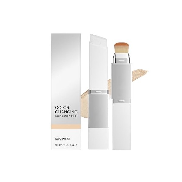 Stick de fond de teint qui change de couleur, fond de teint qui change de couleur avec pinceau, fond de teint à couverture mo