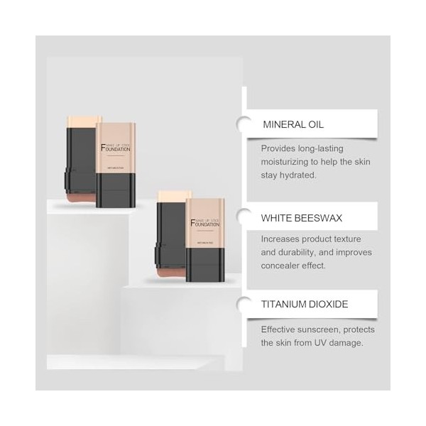 Stick Fond De Teint Hydratant & Léger - Sérum Teinté Multi-fonctions, Couvrance Naturelle Ou Intégrale, Stick Correcteur Visa