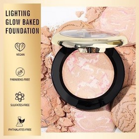 KIMUSE Lighting Glow Baked Foundation, Fond de Teint en Poudre, Brighten Color, Color Corrector, Buildable Coverage, Lightwei