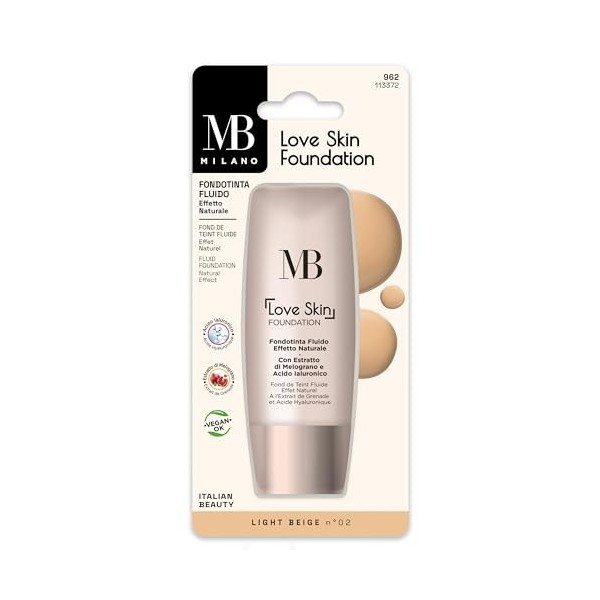 MB Milano - Fond de teint Love Foundation - LIGHT BEIGE 02 - Léger & Naturel - Hydrate & Illumine