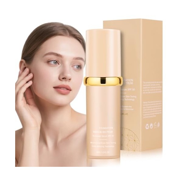 AUYAO Fond de Teint Fluide, Fond de Teint Longue Tenue 24H, Foundation Hydratant SPF50, Foundation Haute Couvrance 4 en 1, Fi