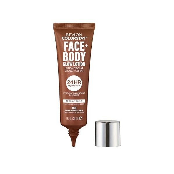 Revlon ColorStay Face & Body Glow Lotion, Lotion teintée visage et corps hydratante, Éclat naturel lumineux, Fini non gras 24