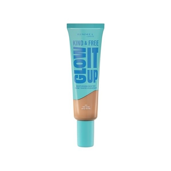 Rimmel London Kind & Free GLOW IT UP Teint Hydratant, 203 True Beige, Apaise les peaux sensibles, Effet bonne mine, Hydratati