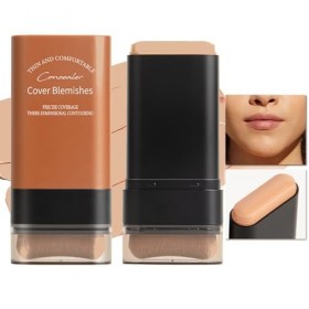 Stick De Maquillage Multi-usage Avec Pinceau, Fond De Teint Couvrant Naturel Longue Tenue, Pour Le Visage, Utilisation Quotid