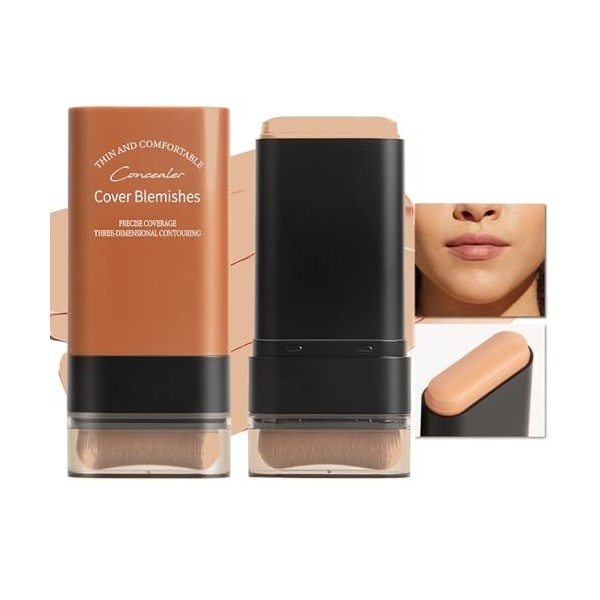 Stick De Maquillage Multi-usage Avec Pinceau, Fond De Teint Couvrant Naturel Longue Tenue, Pour Le Visage, Utilisation Quotid