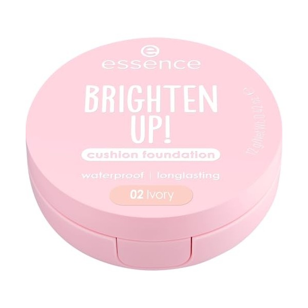 Essence Cosmetics Brighten Up! Cushion Foundation Fond de Teint, Longue Durée, Éclaircissant, Naturel 12g 