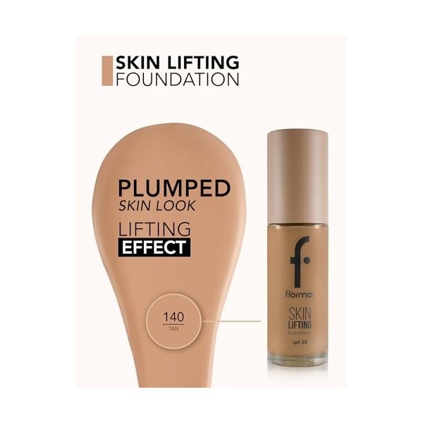 Flormar Skin Lifting Foundation Fond de teint couvrant imperfections anti age SPF 30 –teint liquide Liftant au Collagène & Ac