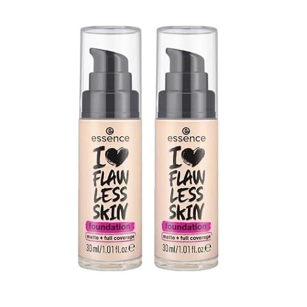 Essence Cosmetics I LOVE FLAWLESS SKIN foundation fond de teint, longue durée, matifiant, résultat instantané, mat 30ml Lo