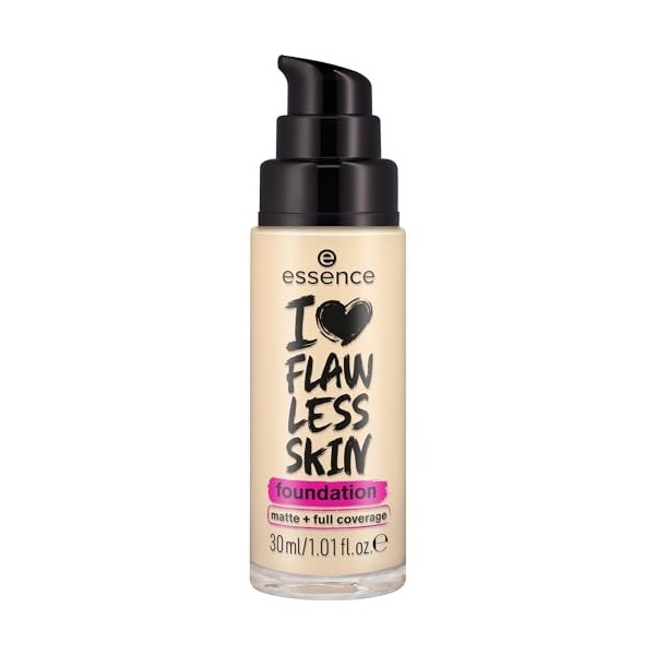 Essence Cosmetics I LOVE FLAWLESS SKIN foundation fond de teint, longue durée, matifiant, résultat instantané, mat 30ml Lo